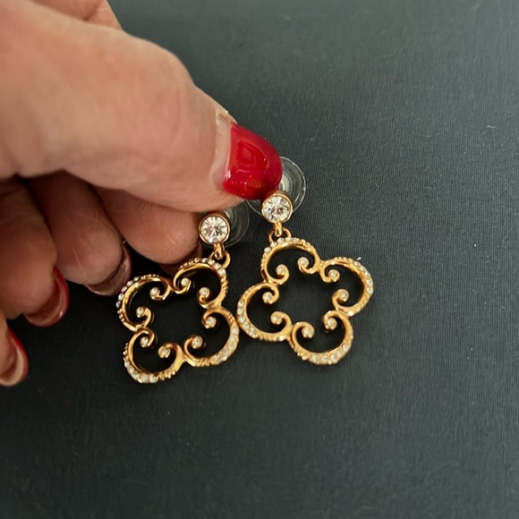 Brighton Clover Leaf Earrings with small stone on top and several on clover - Picture 1 of 3